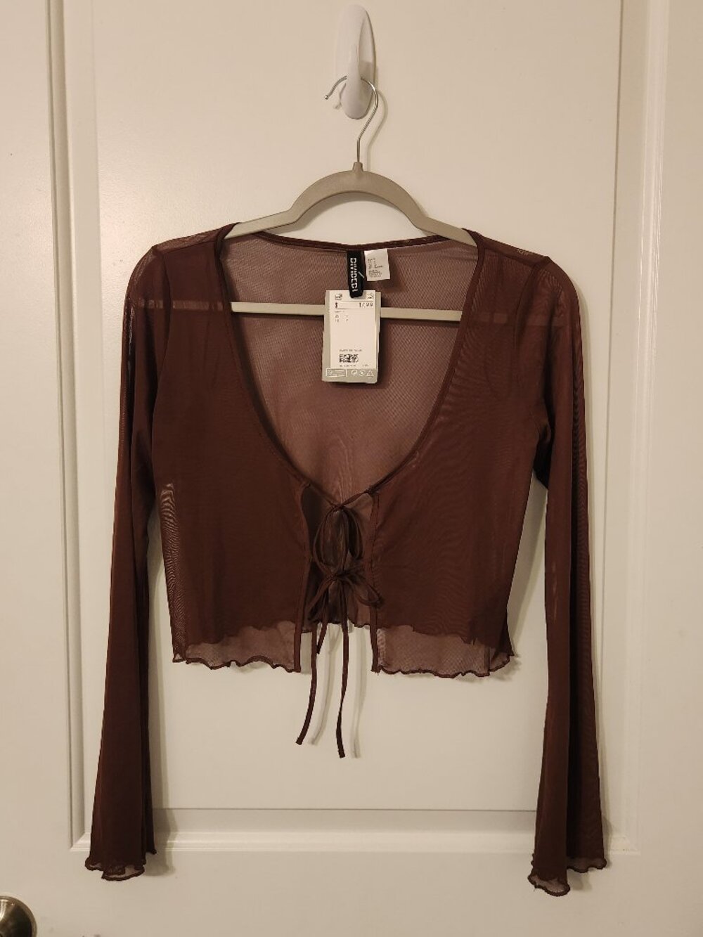 NWT Brown Mesh Tie Top Divided Size Small